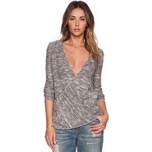 Free People Gotham Wrap Sweater in cream/grey NWT